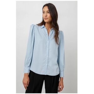 Rails Angelica Light Vintage Tencel Denim Puff Sleeve Shirt Top XL